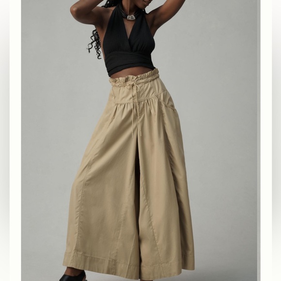 Anthropologie Volume Wide Leg Pant - Khaki szL - Picture 1 of 4